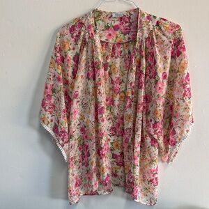 Tobi Vibrant Floral kimono - Pink and Orange